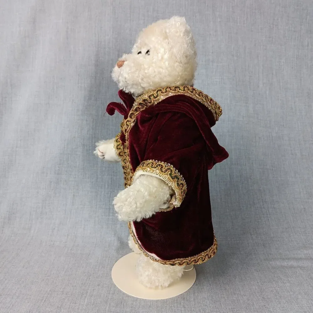 Ty Attic Treasures Gem White Bear Stuffed Dark Red Cape Robe Festive Holiday